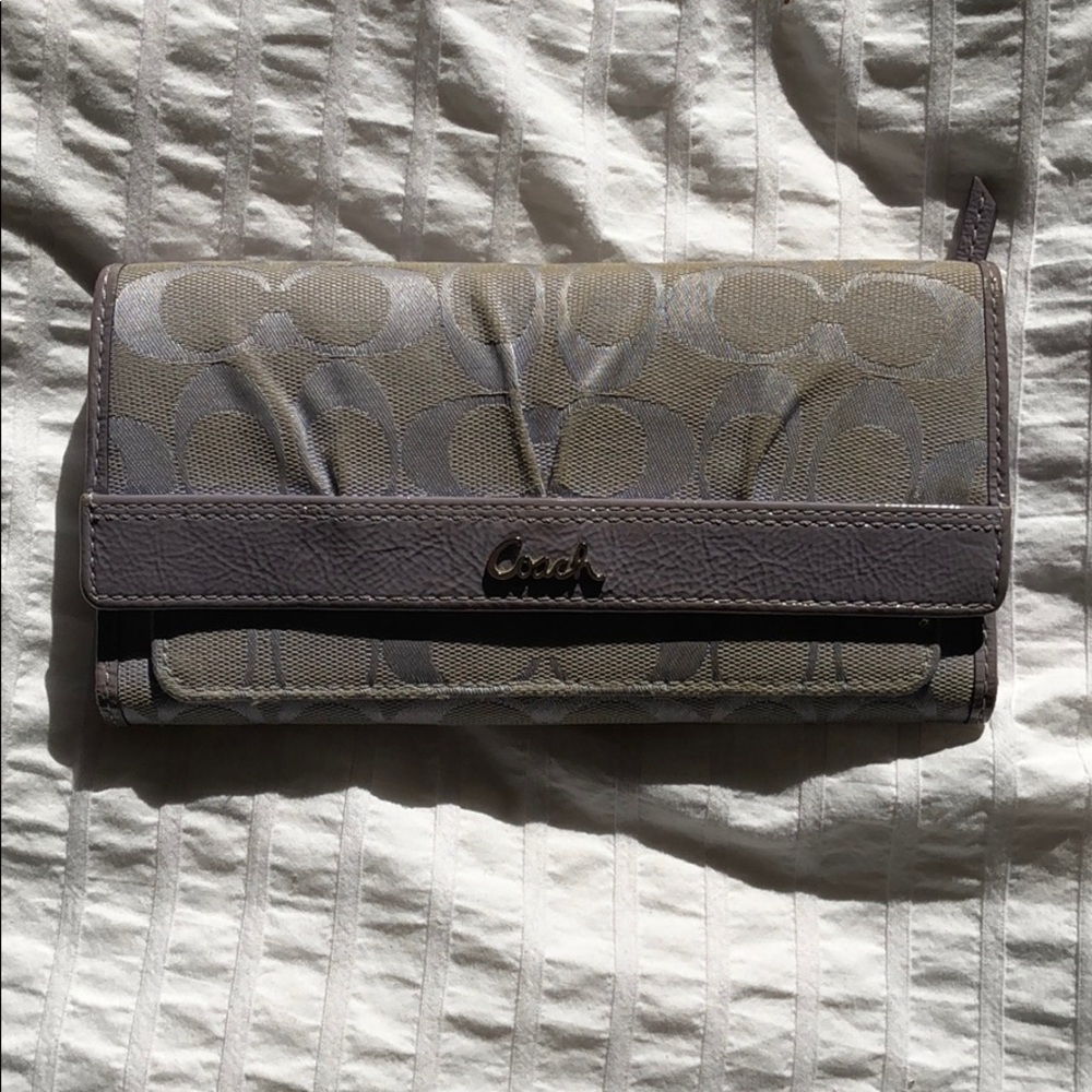 COACH long canvas wallet - purple